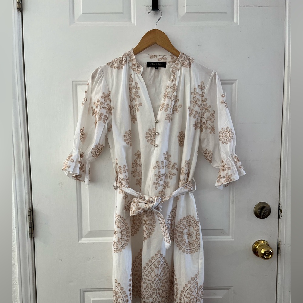 Luna Allegra Made In Italy White Floral Eyelet Summer Vacation Dress Sz sm - Picture 5 of 7